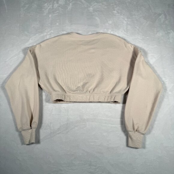 Hollister Sweater Women Size XXS Cream Long Sleeve Crew Neck Short Pull Over - Picture 10 of 11